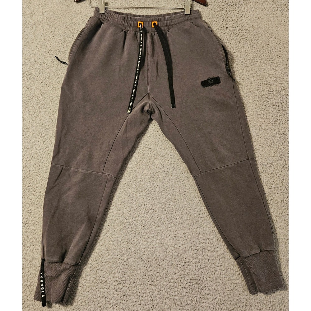 YoungLA #236 Joggers Mens Medium Charcoal Gray Sweatpants Athletic Gym